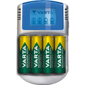 Varta LCD charger AA & AAA (Batterie ricaricabili NiMH incl. 4x AA 2600 mAh accu & AC adattatore & 12 V adattatore & cavo USB),Grigio