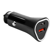 Electroline Caricatore da auto - doppia uscita Type-c e USB, 18 Watt, Power Delivery, colore nero