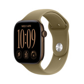 Apple Watch Series 12 GPS, cassa 42 mm in alluminio color bronzo scuro con cinturino Sport oliva - M/L