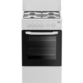 Beko Cucina CSS42014FW, (LxDxA) 50x50x85, Bianca, Forno elettrico statico, piano cottura a gas 4 zone, Coperchio in metallo