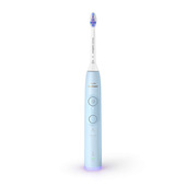 Philips 6100 Series Sonicare spazzolino elettrico sonico con base di ricarica e custodia, 3 livelli intensità, sensore di pressione colore azzurro HX7406/02