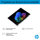 HP OmniBook X FlipNGAI OmniBook X Flip 16-as0006nl Next Gen AI Copilot+ PC Intel Core 5 120U Ibrido (2 in 1) 40,6 cm (16") Touch screen 3K 32 GB LPDDR5x-SDRAM 1 TB SSD Wi-Fi 6E (802.11ax) Windows 11 Home Argento