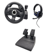 Play!Smart Racing Kit Nero Volante + pedali + cuffie. Analogico PlayStation 4, Xbox One