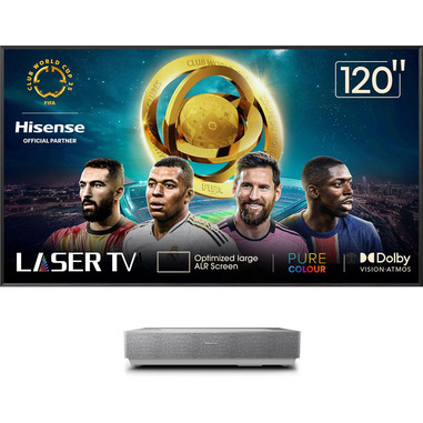 Hisense 120L5HA TV retroproiettore Proiettore a raggio ultra corto 2700 ANSI lumen DLP UHD 4K (3840x2160) Argento, Bianco