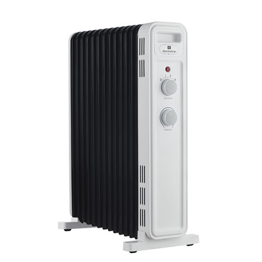 Electroline OFRE13F25M stufetta elettrica Interno Nero, Bianco 2500 W Riscaldatore ambiente elettrico a olio