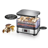 Macom Superdry Nero, Essiccatore in acciaio spazzolato, schermo lcd con temperatura regolabile e timer 450 W