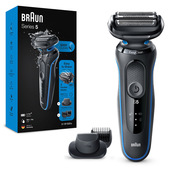 Braun Series 5 51-B1500s Rasoio Elettrico Con Accessorio Regolabarba EasyClick, EasyClean, Wet&Dry, Ricaricabile, Rasoio A Lamina Senza Fili, Blu