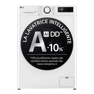 LG F4WR6010AGW Lavatrice 10kg AI DD, Serie R5, Classe A-10%, 1400 giri, TurboWash 360, Lavaggio a vapore, White