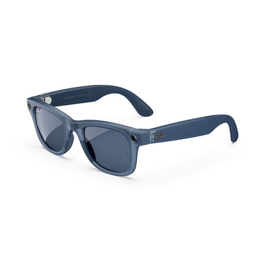 Ray-Ban Meta Wayfarer, Jeans opaco trasparente, Blu polvere polarizzate