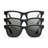 Ray-Ban Meta Wayfarer larga, Nero opaco, Da trasparenti a verde grafite Transitions®