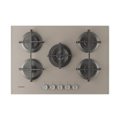 Indesit ING 72T/TD 1 piano gas vetro tortora 75cm 5 fuochi bruciatore doppia corona griglie in ghisa lavabili in lavastoviglie