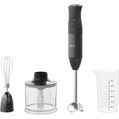 AEG HB4-1-6GG, Frullatore Ad Immersione, 600 W, Lame True Flow In Acciao Inox, Modalita' Turbo, Include Bicchiere Graduato/Frusta/Tritatutto, Lavabile In Lavastoviglie, Nero