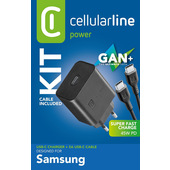Cellularline Super Fast Charger Kit PD 45W Caricabatterie da rete USB-C 45W con cavo USB-C to USB-C