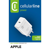 Cellularline USB-C Charger 20W - iPhone 8 or later Caricabatterie da rete USB-C 20W per la carica alla massima velocità di iPhone 8 e successivi