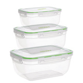 Pedrini PED04GD314 recipiente per cibo Rettangolare Contenitore Verde, Trasparente 3 pz