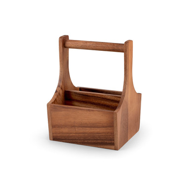 H&H Lifestyle Portatutto in legno Acacia forma quadrata con manico cm 17