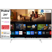 Proline PRO24WVDA SMART TV Bianco 24" HD, Sistema operativo VIDAA, Triplo tuner DVBT2/C/S2, Certificato TivuSAT, Dolby Audio, Parental Control