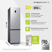 Samsung Frigorifero Combinato EcoFlex AI 2m 390L RB38C774DSA