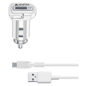 Cellularline Adaptive Fast Car Charger Kit 15W - USB-C - Samsung Caricabatterie da auto adattivo Fast Charger 15W con cavo USB-C