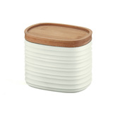 Fratelli Guzzini Tierra recipiente Ovale Bamboo, Plastica riciclata Bianco, Legno