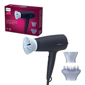 Philips 3000 series Asciugacapelli nero con accessorio ThermoProtect BHD360/20