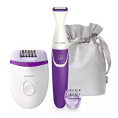 Philips Satinelle Essential Epilatore compatto con cavo bianco e viola BRP505/00