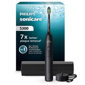 Philips Sonicare serie 5300 Sonicare Spazzolino elettrico sonico con base di ricarica, 2 livelli intensità, sensore di pressione colore nero HX7101/02