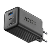 Cellularline ACH GaN+ 3 porte 100W Caricabatterie da rete ultra-performante da 100W con 2 porte USB-C e 1 USB-A, compatibile con smartphone, tablet e laptop