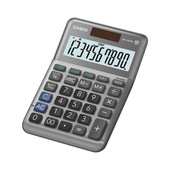 Casio MS-100FM calcolatrice da tavolo con design in metallo. Funzioni disponibili: tasto +/-, tasto doppio zero. Alimentazione combinata.
