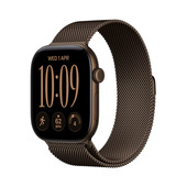 Apple Watch Series 12 GPS, cassa 46 mm in alluminio color bronzo scuro con loop in maglia milanese color bronzo scuro - S/M