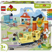 LEGO DUPLO 10428 Grande Treno Comunitario Interattivo, Giochi per Bambini e Bambine 3+ con Treno Push&Go, Regali Educativi