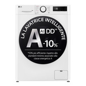 LG F4WR6010AGW Lavatrice 10kg AI DD, Serie R5, Classe A-10%, 1400 giri, TurboWash 360, Lavaggio a vapore, White