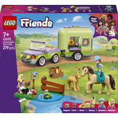 LEGO Friends 42695 Rimorchio per Cavallo e Puledro, con Cavallo Giocattolo, Pony, Accessori, Auto, 2 Mini Bamboline, Regalo 7+