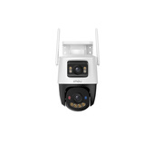 Imou Cruiser Dual 2 Pro Telecamera da esterno, motorizzata, doppia ottica 4MP+4MP, visione notturna a colori, conversazione bidirezionale, rilevamento umano/veicolo AI, tracciamento intelligente, faretto e sirena, deterrenza attiva con luci rosse e blu, registrazione eventi continua su Micro SD fino a 512Gb - NVR o Cloud, Wi-Fi 6 a 2.4GHz, Certificazione GDPR.