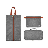 Joia Home JoiaHome Organizer set 3 pezzi – 3 sacchetti da viaggio per valigia – Sacchetti porta scarpe, intimo e beauty case – Grigio con finiture rosse