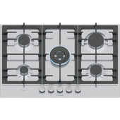 Bosch Serie 6 PCQ7A5I90 , Piano cottura a gas, 75 cm, Acciaio inox