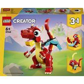 LEGO Creator 31145 3in1 Drago Rosso, Giochi per Bambini di 6+ Anni, Action Figure Ricostruibile in Pesce e Fenice Giocattolo