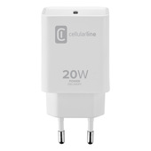 Cellularline USB-C Charger 20W - iPad (2020), iPad Pro (2018 or later) and iPad Air (2020) Caricabatterie da rete USB-C 20W per la carica alla massima velocità di iPad (2020), iPad Pro (2018 e successivi) e iPad Air (2020)