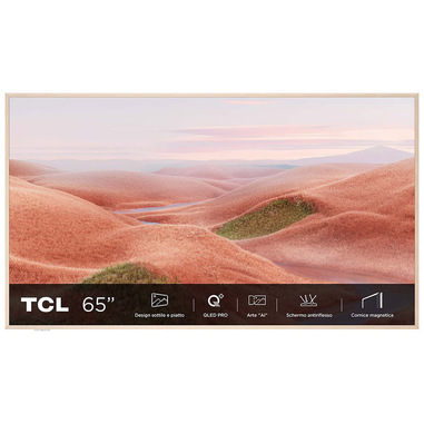 TCL Smart TV Art QLED 4K 65" 65A300W, Motion Clarity PRO, Dolby Vision IQ, HDR10+, Dolby Atmos, Controlli vocali, Google TV