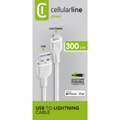 Cellularline Power Cable 300cm - Lightning Cavo Lightning per ricarica e trasferimento dati