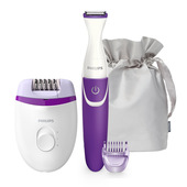 Philips Satinelle Essential Epilatore compatto con cavo bianco e viola BRP505/00
