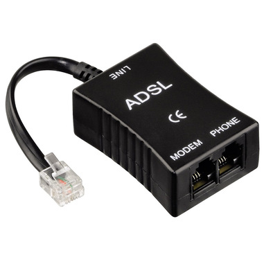 Hama Filtro ADSL RJ 11 jack 6p4c M/2 Jack 6p4c F, nero