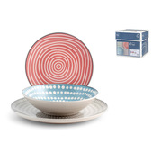 H&H Lifestyle Servizio piatti tavola 18 pz. modello Evan in stonewere