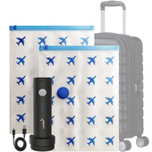 Lavatelli Vac-U-Set – Kit Sottovuoto con Pompa Elettrica Ricaricabile USB-C e 2 Sacchetti Salvaspazio 40x60 cm