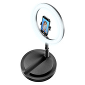 Tech Pop Selfie Ring Compact - Universale Anello led con asta estendibile fino a 1,70 m di altezza, ideale per riprese video e selfie.