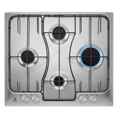 Electrolux RGG6243LOX Nero, Acciaio inox Da incasso 60 cm Gas 4 Fornello(i)