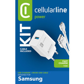 Cellularline Adaptive Fast Charger Kit 15W - Micro USB - Samsung Caricabatterie da rete Fast Charger 15W con cavo Micro USB
