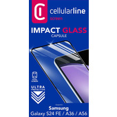 Cellularline Impact Glass Capsule - Galaxy S24 FE / A36 / A56 Vetro temperato resistente da bordo a bordo