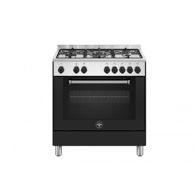 Bertazzoni La Germania Americana AMN855ENEV/24 cucina Elettrico Gas Nero, Acciaio inox