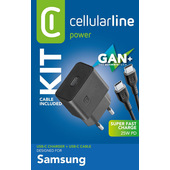 Cellularline Super Fast Charger Kit 25W - USB-C to USB-C - Samsung Caricabatterie da rete Super Fast Charge PD 25W con cavo USB-C to USB-C